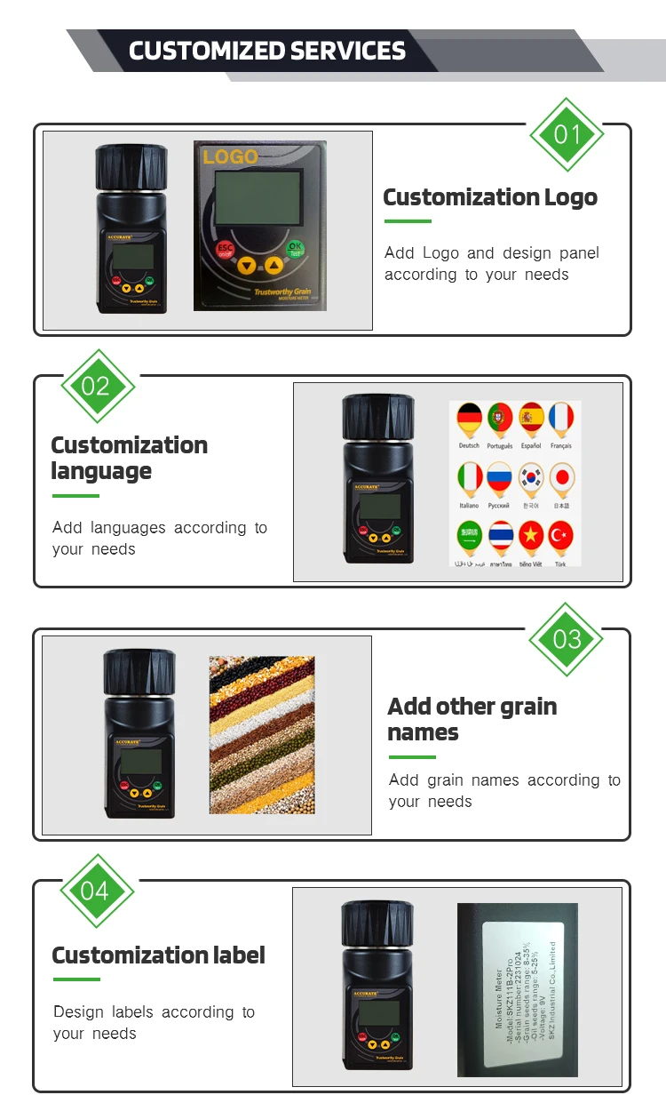 SKZ B-2pro Intelligentes Feuchtigkeitsmessgerät mit acht Sprachen, Feuchtigkeitsmessgerät für Kaffeebohnen, Mais, Sojabohnen und Cashewnüsse – Detail 6