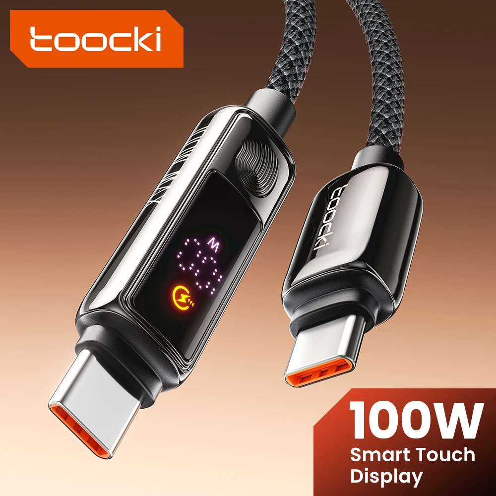 Toocki 100 W USB-C-Kabel, superschnelles Laden 2.0 für Samsung Zinklegierung PD3.0 Smart Touch Power Display Typ C-Kabel für iPhone 16