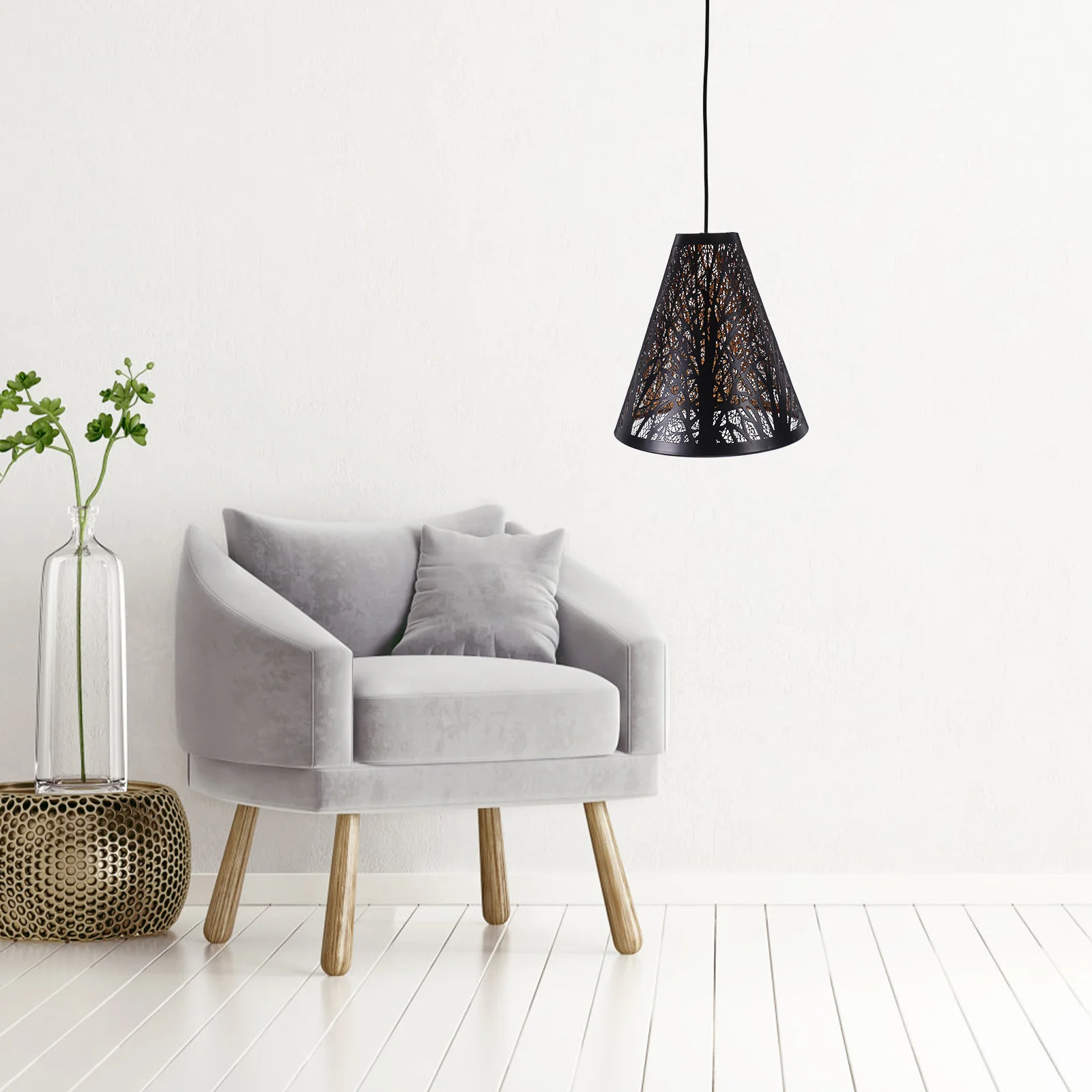 

Metal Lampshade with Tiered Drum Shape for Living Room Bedroom Office Decor Black Exterior Retro Interior Light Cover