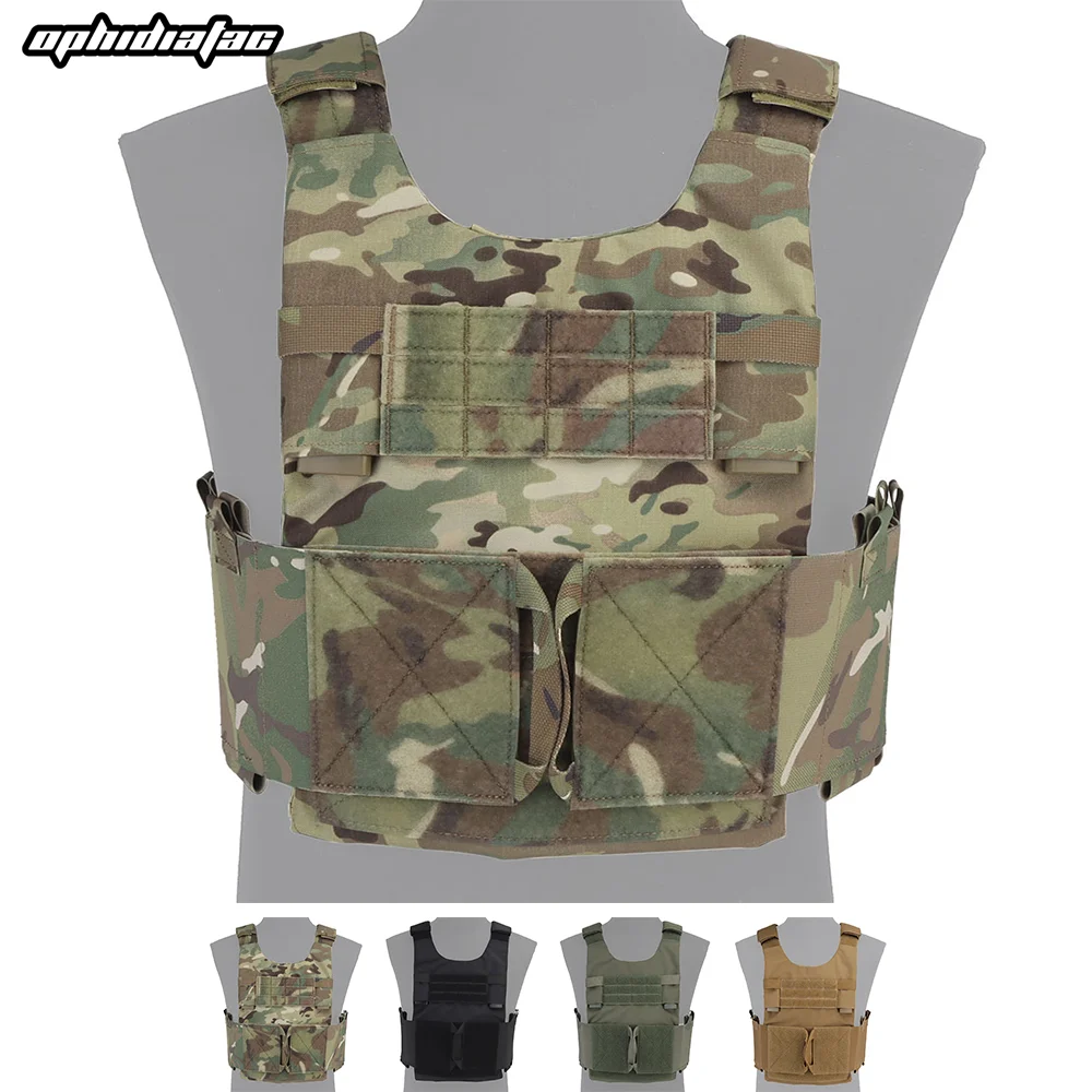 

OphidianTac LV-119 Hunting Vest Plate Carrier Vest Zip-on Expansion Assault Back Panel Storage Bag Airsoft Hunting Vest Gear