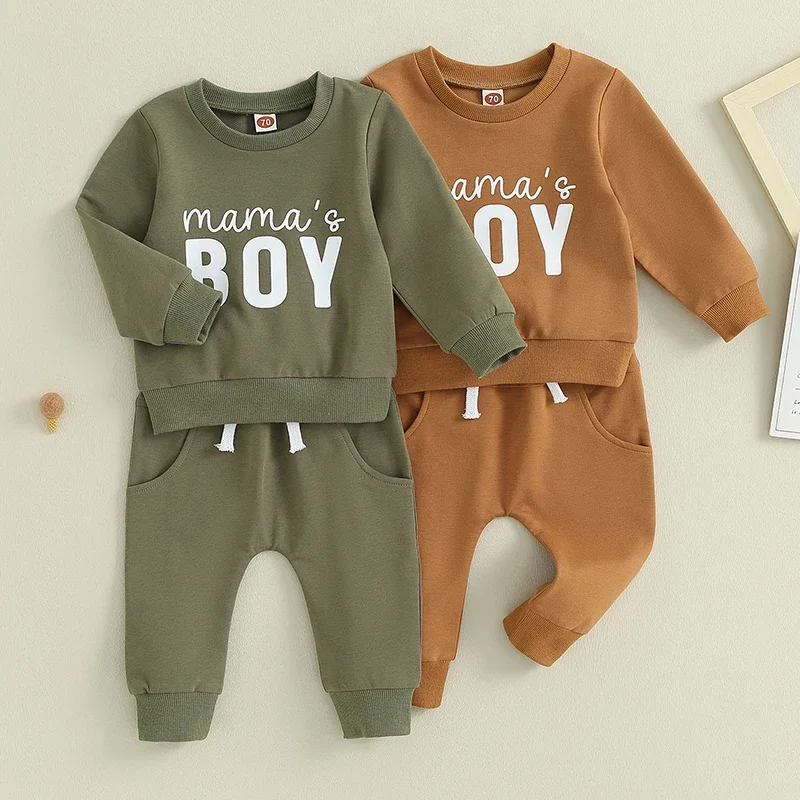 Herbst Baby Jungen Sweatshirt Outfits Kinder Langarm Brief Drucken Pullover Tops + Hosen Kleidung Set Kleinkind Trainingsanzug