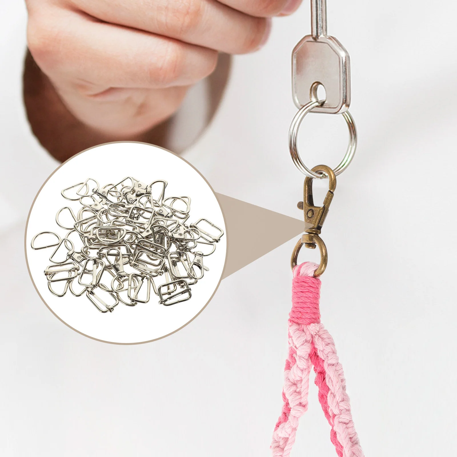 

1Set Zinc Alloy Key Buckle Metal Buckle Ring with D Ring for Craft Accessories Purse Hardware Bag Making Handbag