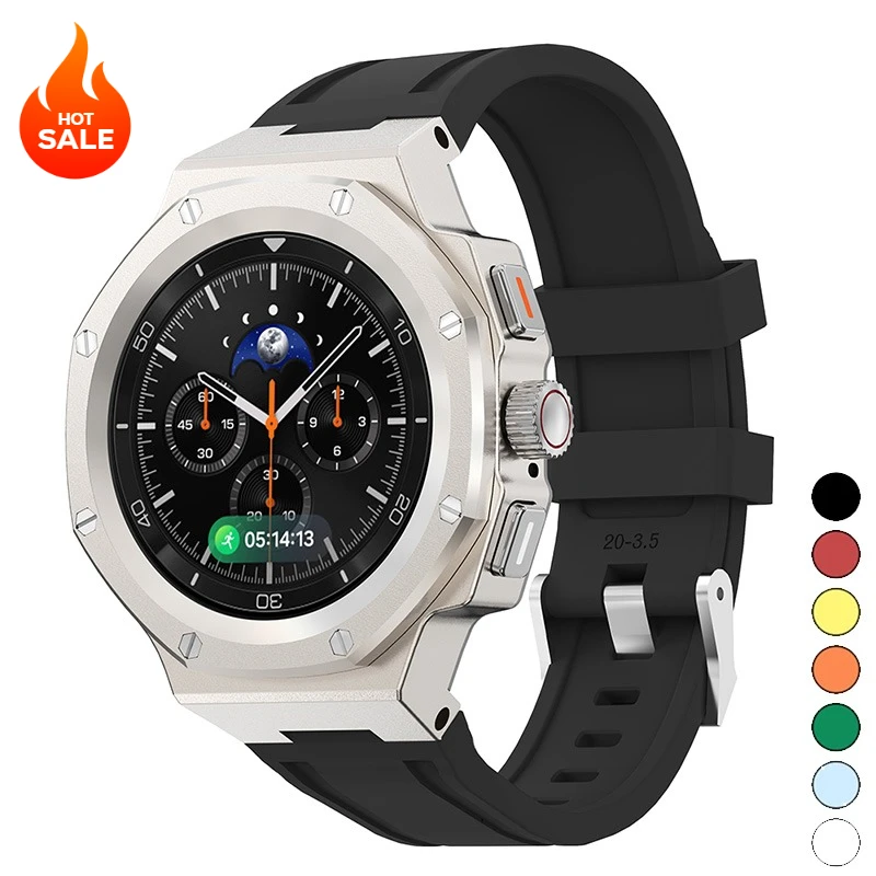 Luxury Modification Kit For Samsung Watch 8 9 40mm 44mm Metal Case+Rubber Band For Watch 8 Classic 46mm Refit Kit Accessories