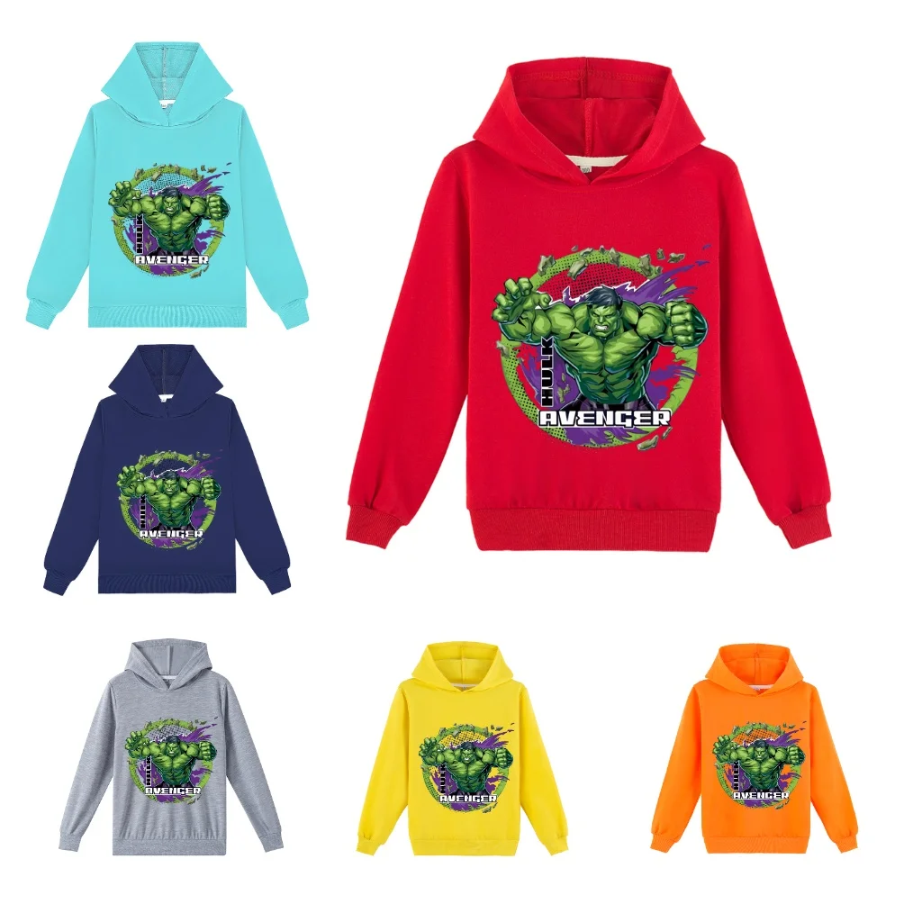 Big Kid Tops met lange mouwen De Hulk losse trui met capuchon, kinderherfstkatoenen sweatshirt in 2-14 jaar oud