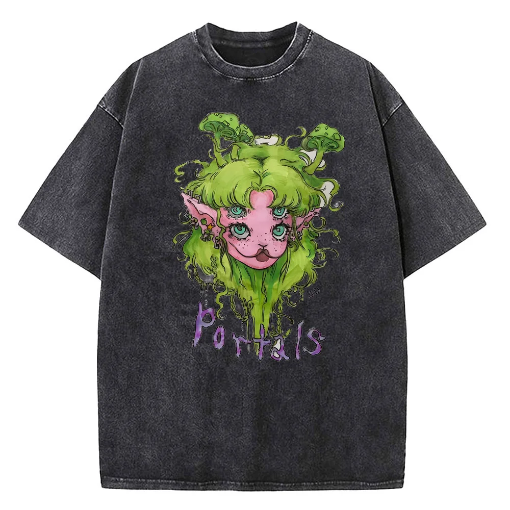 Melanie Martinez Washed Tshirt Cotton High Quality male Colorful Vintage streetwear Gothic shirt Breathable 2000s Gothic 80s
