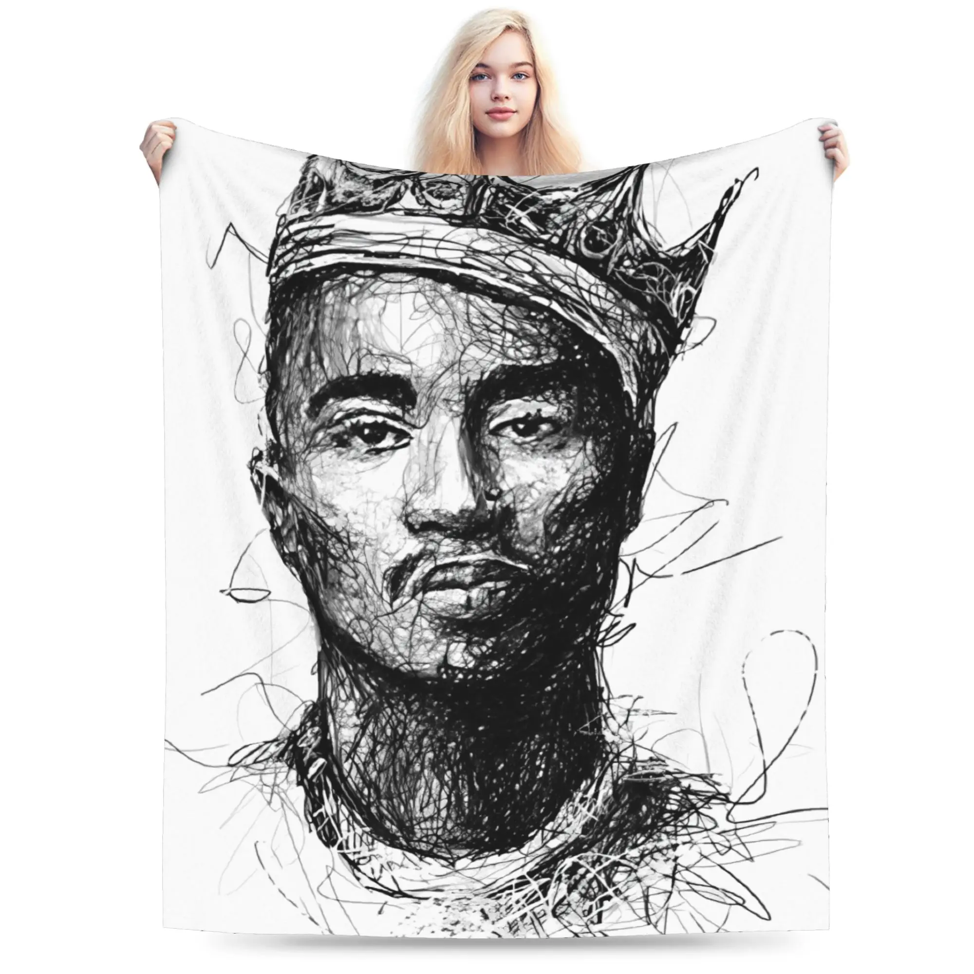 Warm Soft Blanket Kids Adult Picnic Rapper Tupacs Throw Blanket  Flannel Bedspread For Outdoor Comfortable Sofa Bed Cover