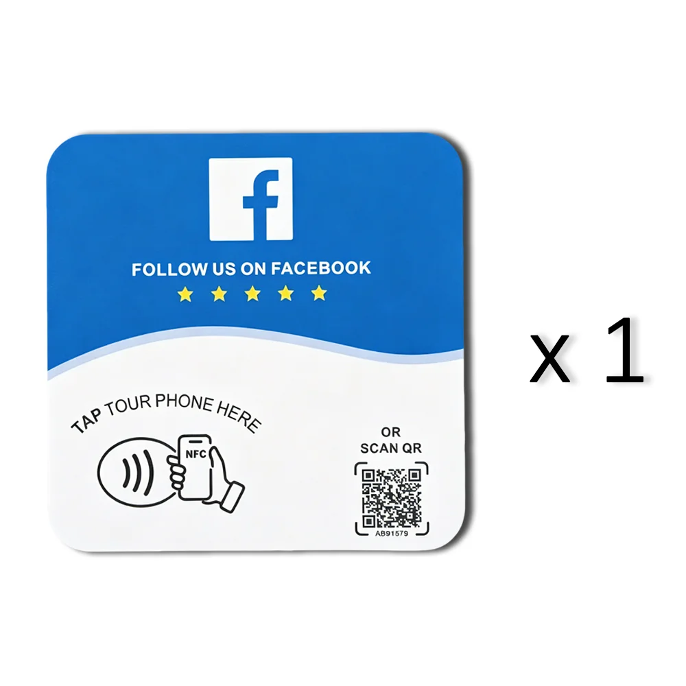 NFC 215 square programmable for Google Review Card NFC Station Table 13.56Mhz QR code editable Standing Card image 3