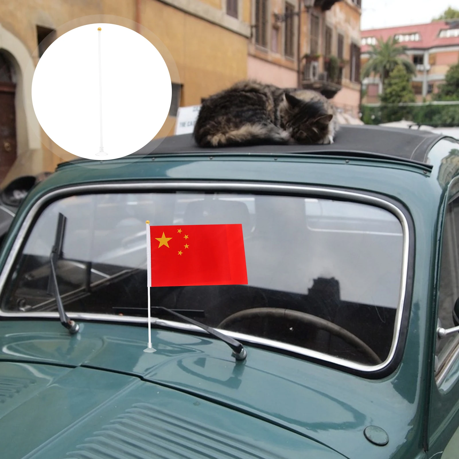 

10pcs Window Flagpole Suction Cups Holder Flags Polyester Bright Color Patterns House Decoration Flags