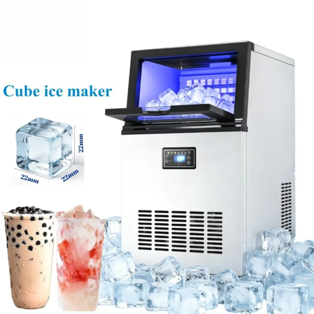 Commercial 60kg Cube Ice Machine One-Click Operation Compact Layout Perfect for Cold Drink Stands & Neighborhood Shops