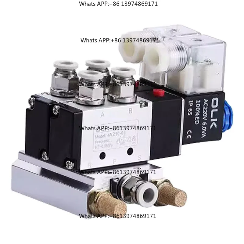 4V210-08 Pneumatic Solenoid Valve Block12/24V DC 110/220V AC Multi Option with Muffler Fitting Base Manifold 2/3/4/5/6/8/10 Way