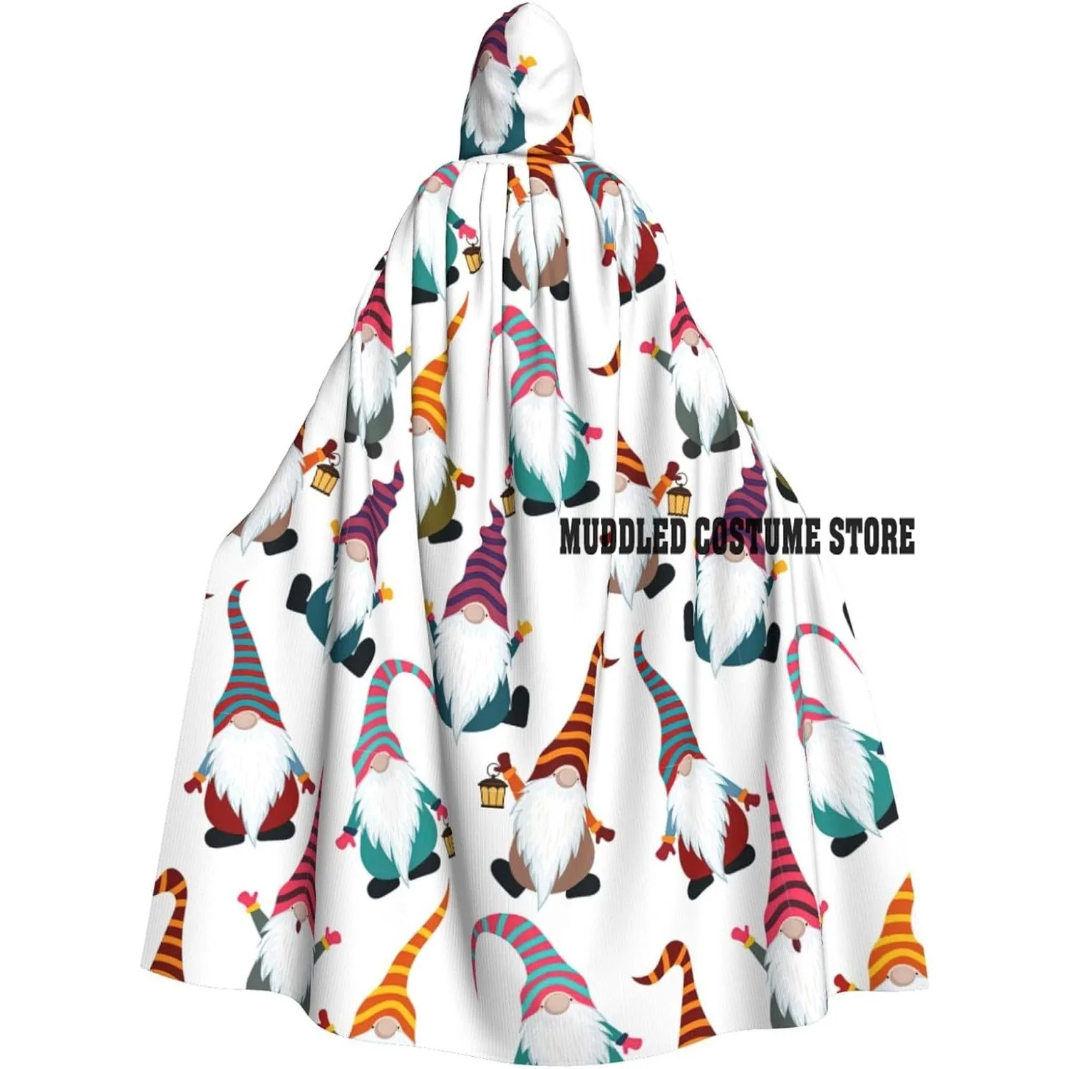Unisex robes capes Adult Xmas Funny Gnomes Print Hooded Cloak for Cosplay Halloween Carnival Costumes