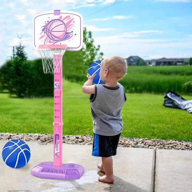 Kids Basketball Hoop And T Ball Set Kid's Basketball Stand And T Ball Kit Safe Design Interaction Game Toys For Home Family