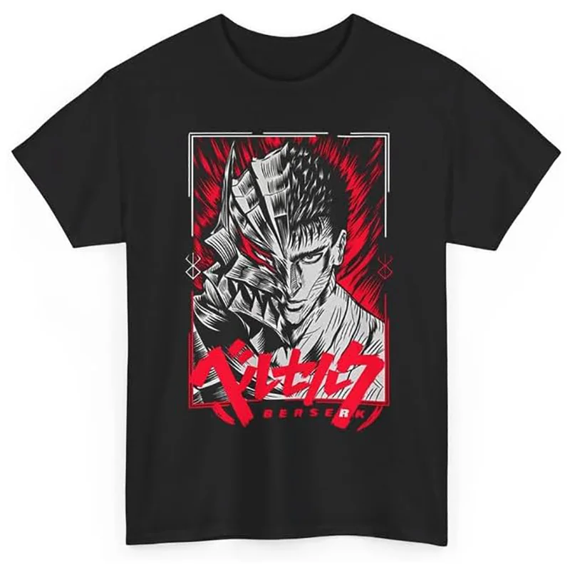 

Berserk Anime Character Guts Men's White graphic t shirts for men 100% cotton manga print Men's clothing large size top