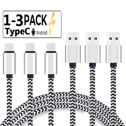 USB Type C Cable 2.4A Fast Charging Battery Charger Wire Woven Nylon Data Cable Mobile Phone Charger For Huawei Samsung USB C