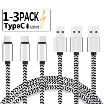 USB Type C Cable 2.4A Fast Charging Battery Charger Wire Woven Nylon Data Cable Mobile…