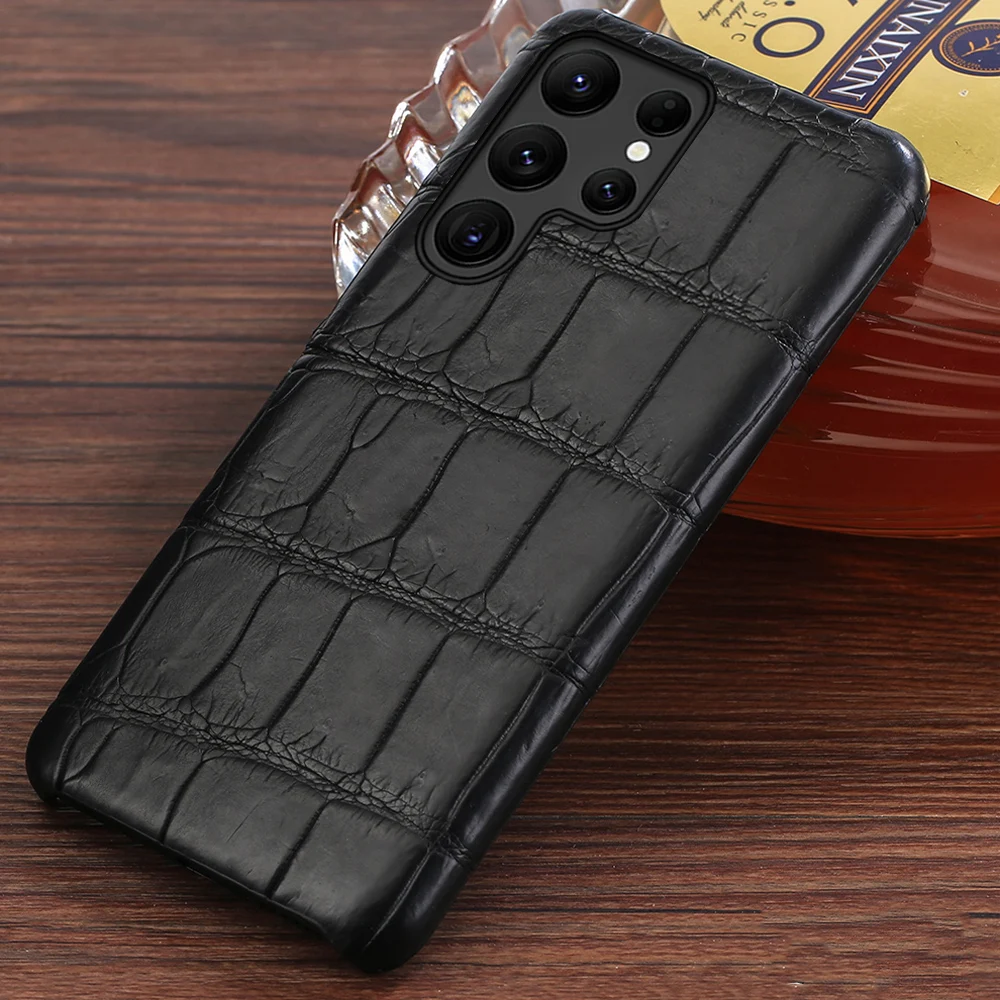 

100% Genuine Crocodile Leather Cover Case for Samsung Galaxy S24 S23 S22 Ultra A55 5G