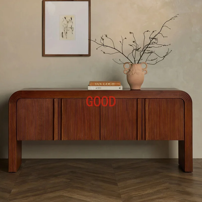 Wabi Sandy Wind Solid Wood Rattan Side Cabinet