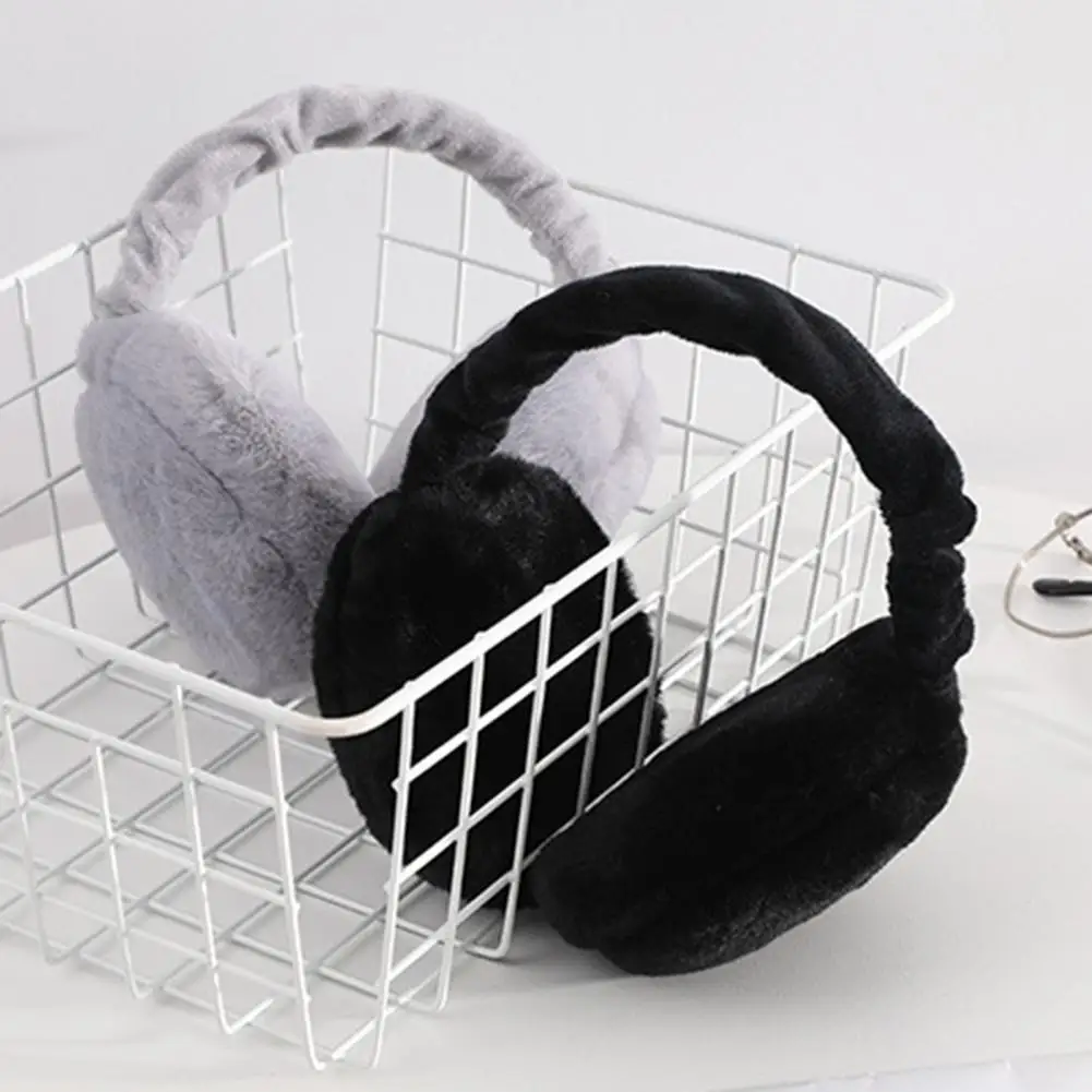 Foldable Winter Earmuff Soft Plush Windproof Thicken Ear Protection Fluffy Solid Color Elastic Ear Cover Ear Warmer Earflap