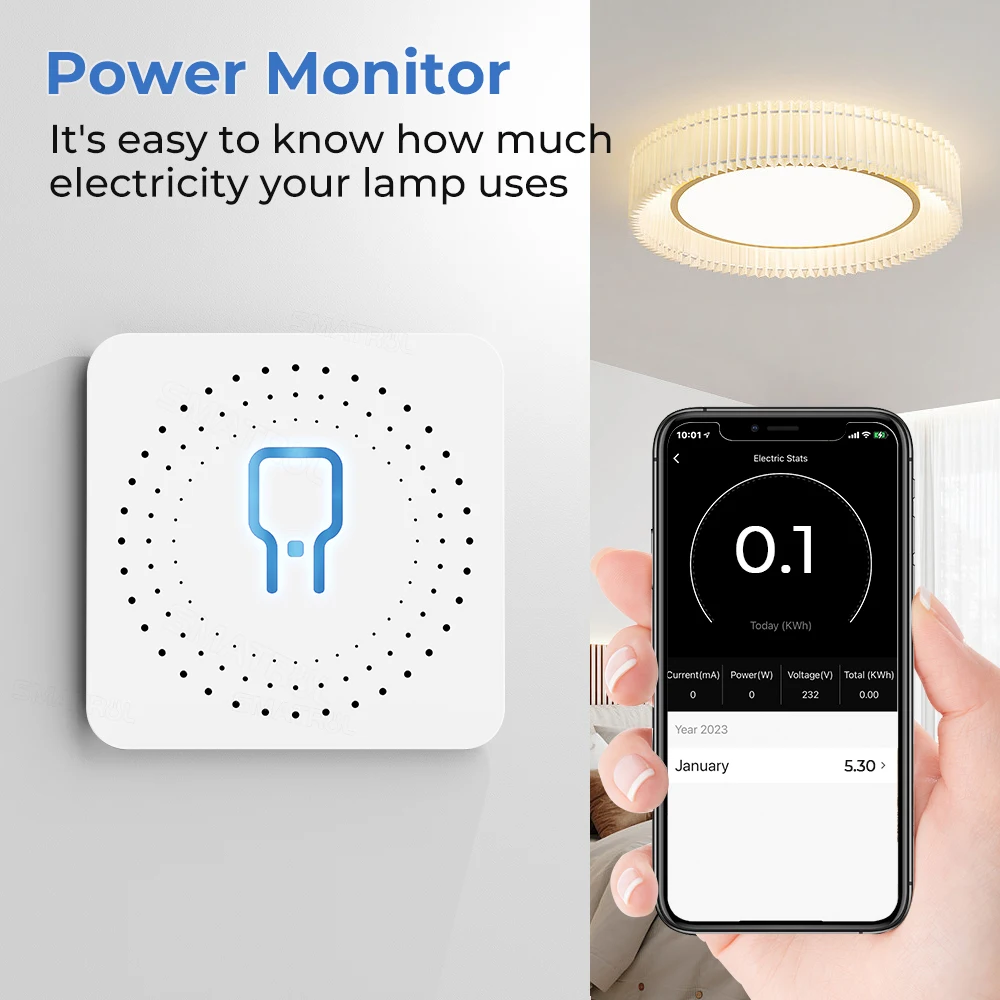 Tuya Power Monitor Zigbee 16A Mini Wifi Smart DIY Switch Light  2 Way Timing Control Automation Module APP For Alexa Google Home