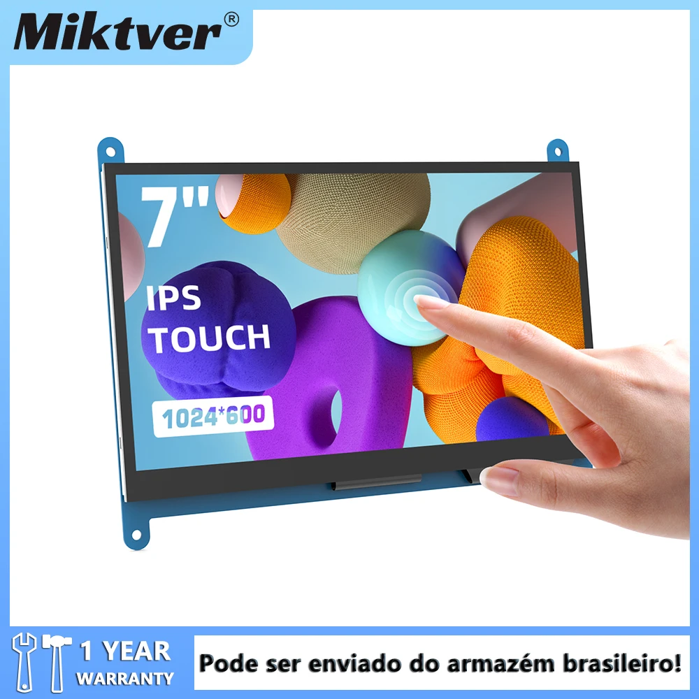 Miktver Full HD 1024x600 Raspberry Pi Display Driver-free 7-inch Capacitive Touchscreen IPS Monitor Compatible With Win10/8/7