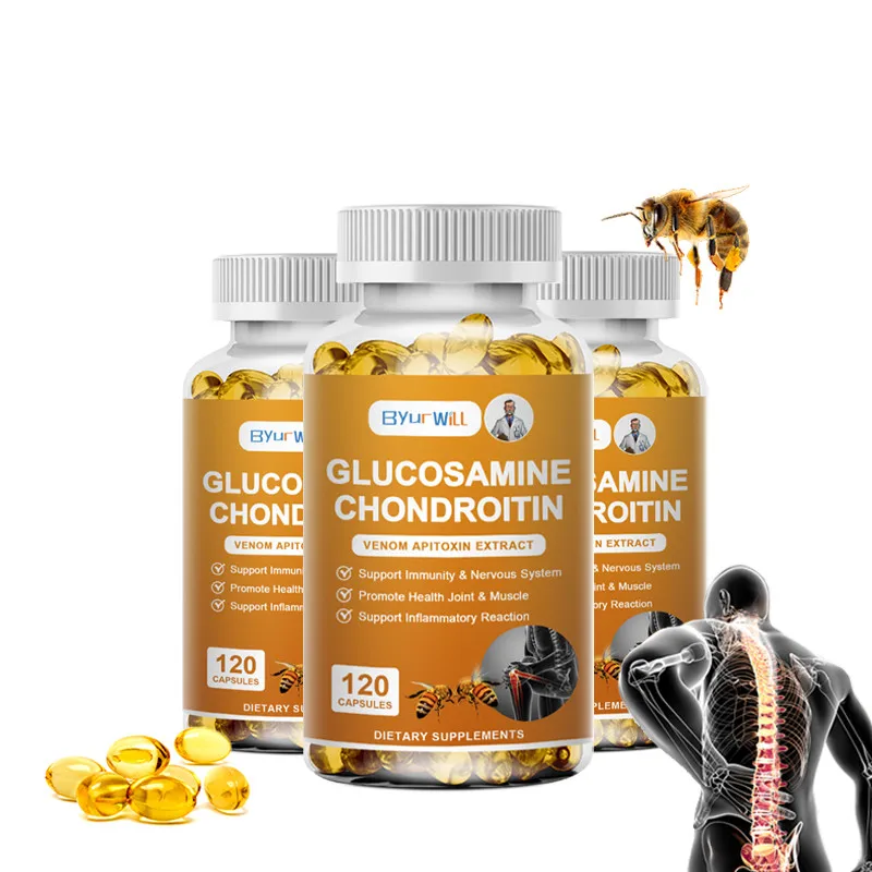 Natural Bee Venom Extract MSM Chondroitin Capsules Support Joint & Knee & Back & Neck Pain Relieve, Cartilage Regeneration