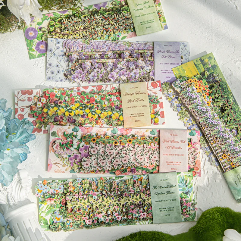 

Бумага 60 шт., серия ветвей горных полевых цветов, длинная полоска, твердые наклейки для карт, сделай сам, справочник, поздравительные открытки, дневник, календарь, фото