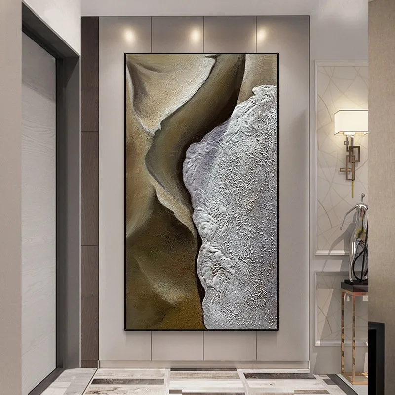 Hand painted oil painting seaside waves modern abstract living room background wall decorative painting light luxury dining room