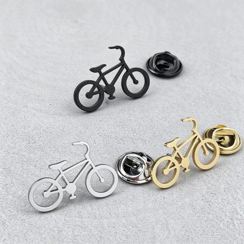 1Pcs Miniature Landscape Cycling Bike Lapel Pin Stainless Steel Bicycle‑shaped Brooch Outdoor Clothing Accessory