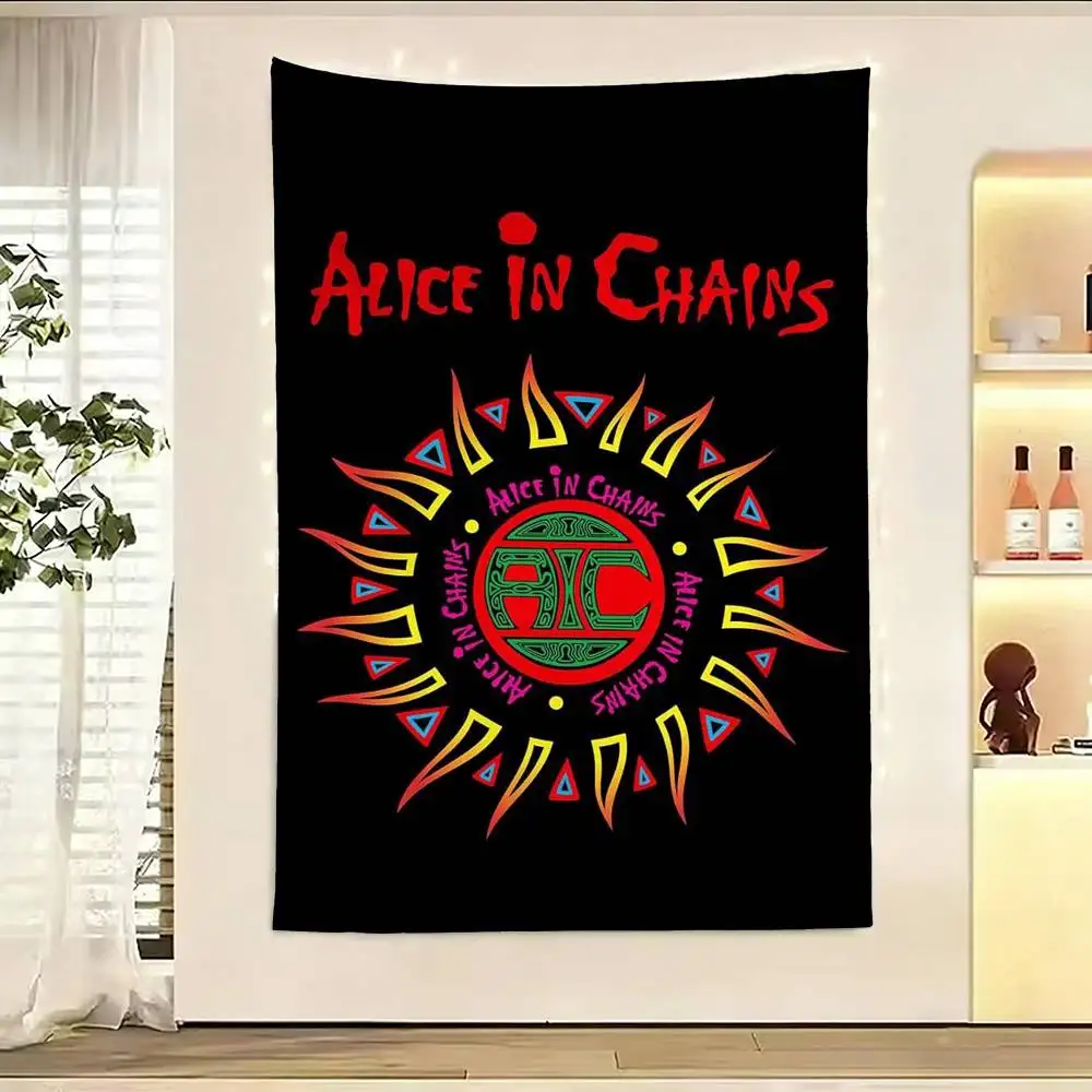 Band A-Alice I-In C-Chains Flags Wall Hanging Background Art Banner for Bedroom Home Outdoor Decor