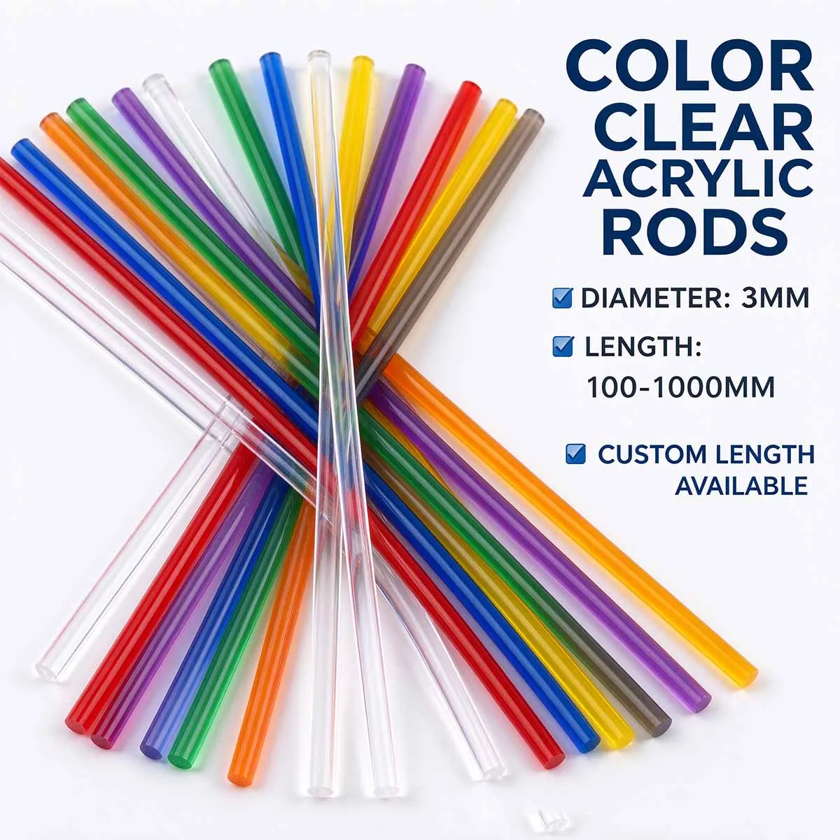 3mm Acrylic Rods Multicolor Round Bar for Lollipop Sticks Cake Toppers DIY Flagpole Plastic Stick