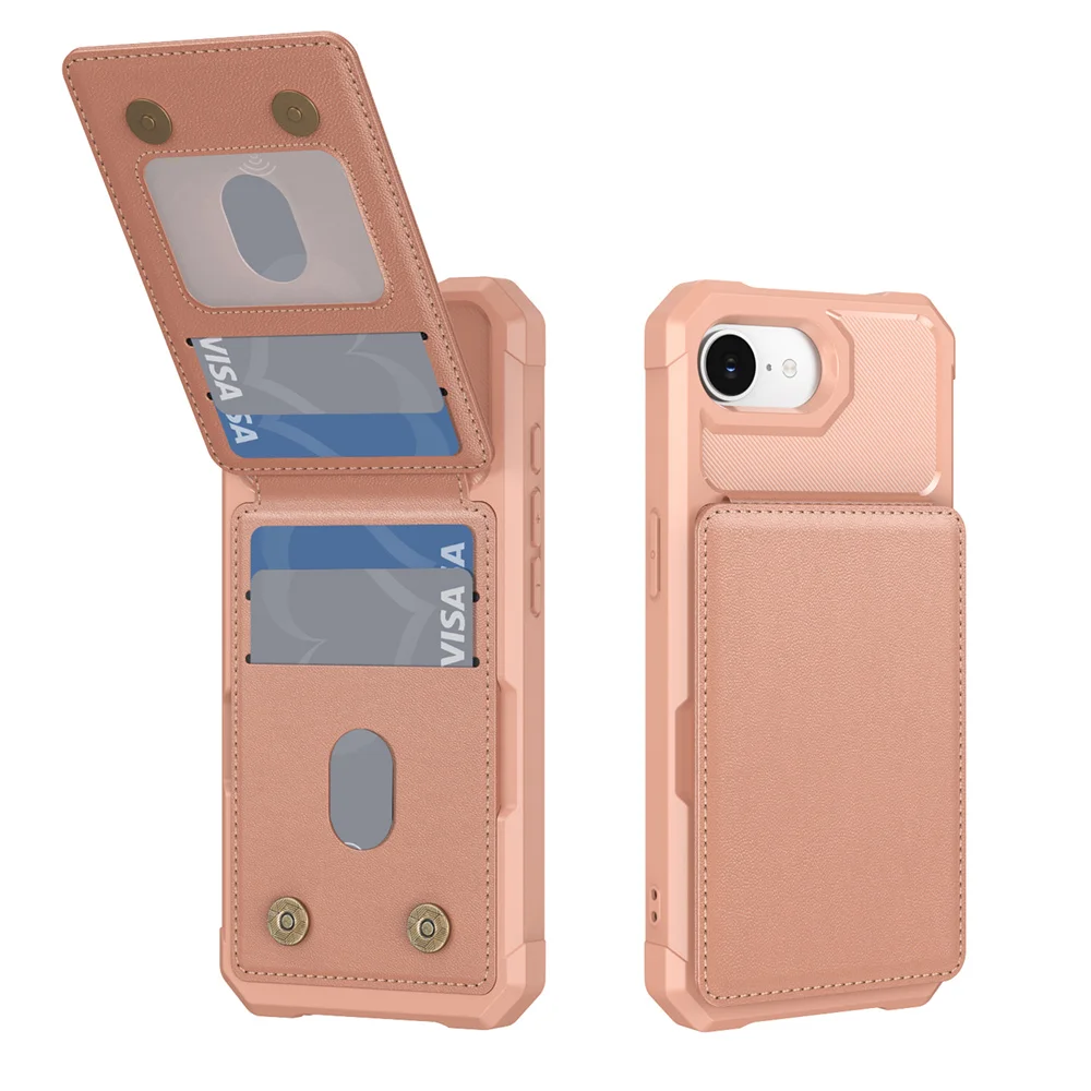 Halterung Leder Brieftasche mit Kartenhalter Handyhülle für iPhone 16E 16 Plus 15 14 13 12 Mini Pro Max XS XR stoßfeste Abdeckung