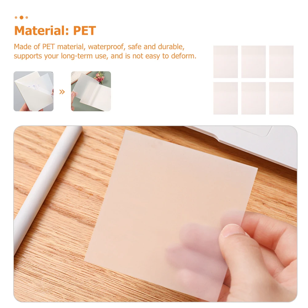 

6pcs Transparent Waterproof Note Pads Memo Stickers Office Supplies Clear Student Stationery PET Material
