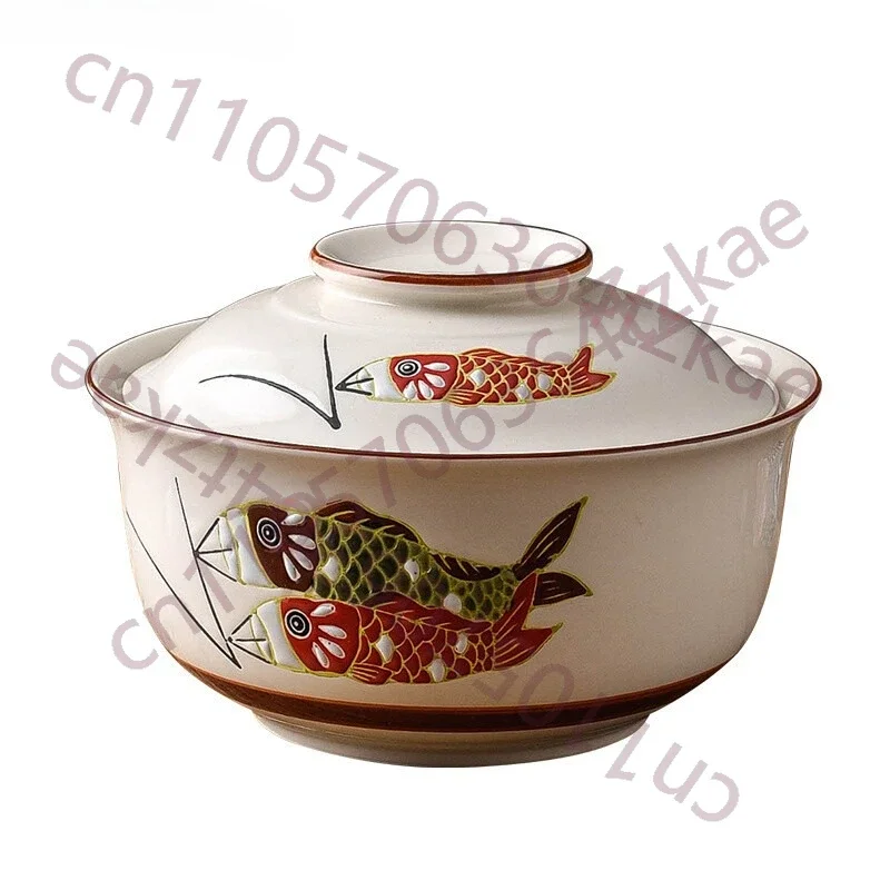 Ceramic Soup Bowl with Lid Instant Noodle Bowl Ramen Bowl Tableware