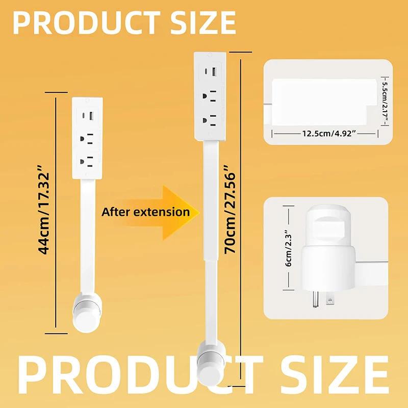 EU/US/UK Plug Home Scalable/Rotating Power Strip Electrical Adjustable Length Charging Extension Circular Socket Extension Cable