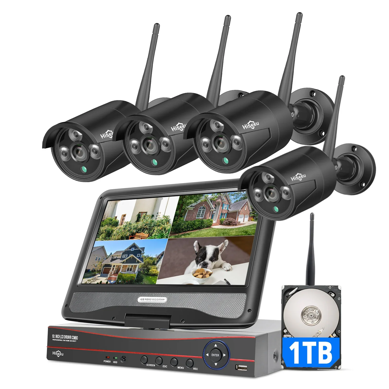 Wholesale 10 Inch LCD  Nvr Kit Outdoor Cctv Wifi Home Camera Security System Wireless