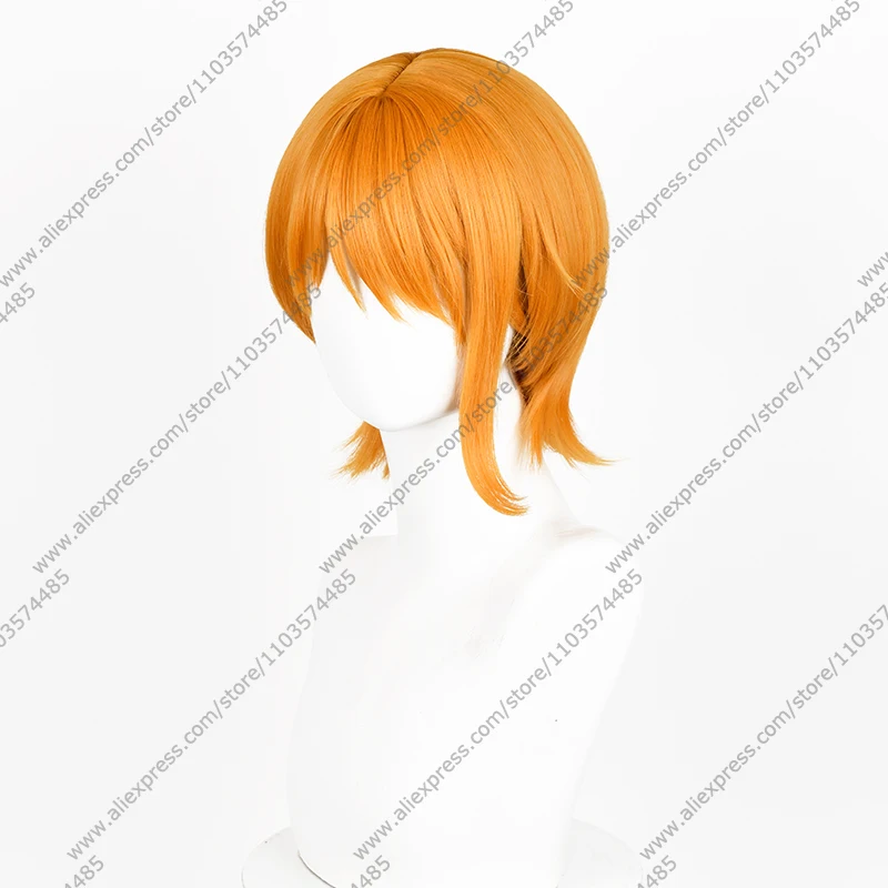 Anime Nami Cosplay Wigs 30cm Orange Short Hair Heat Resistant Synthetic Wig