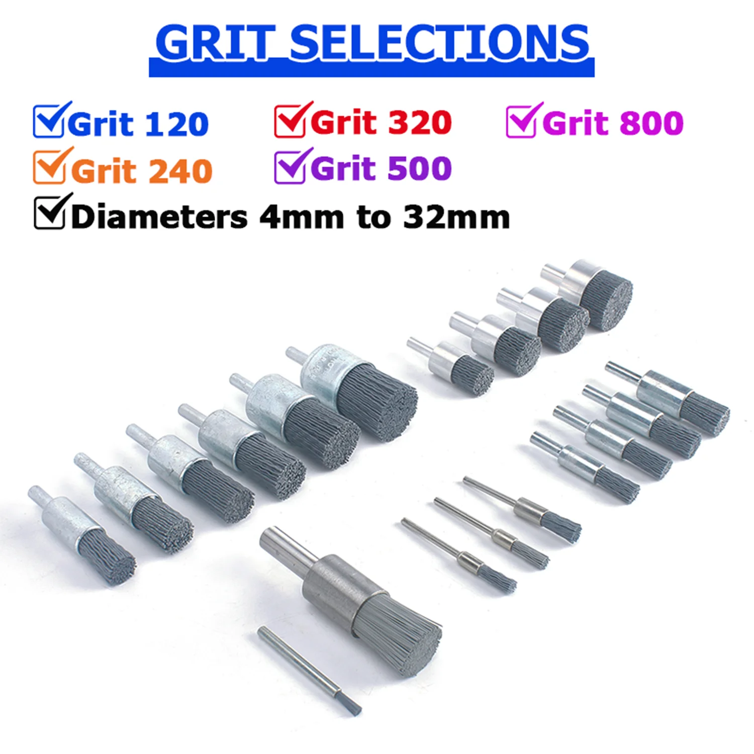 Nylon Flat End Abrasive Brush Silicon Carbide Filament Power Drill Metal Cleaning Rust Burr Corrosion Removal Surface Finishing