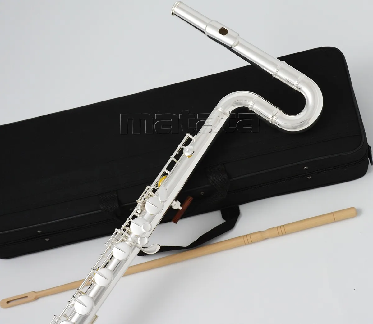 high quality Vertically Playing Bass Flute C Key Silver Plated Italian Pad With Case