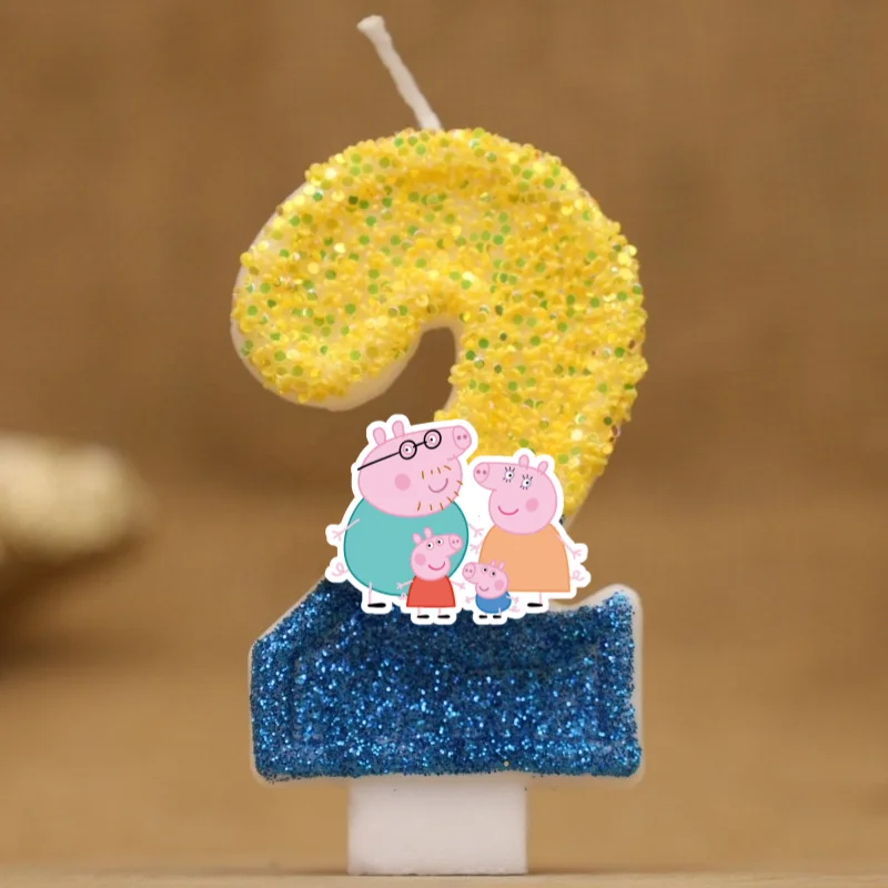 Familien-Schweinchen Geburtstagstorten-Deko, Digitale Kerzen für Kinder, Zierliche 0-9 Zahlenkerzen, Party-Dekoration, Geschenk für Jungen und Mädchen