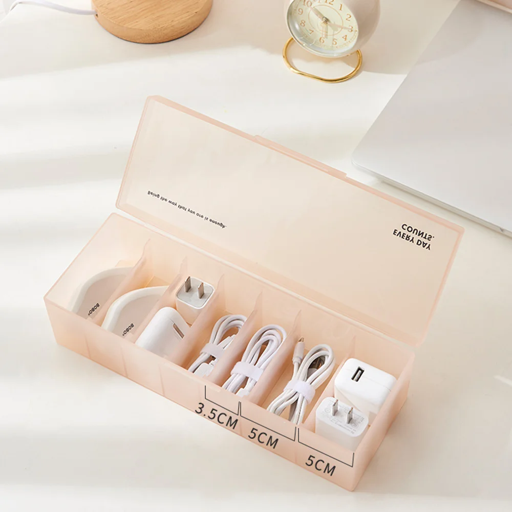 Desktop Cable Organizer With 7 Compartments Multi-use Charger Cord Storage Box Cable Collector Sorting Box Home Office Supplies