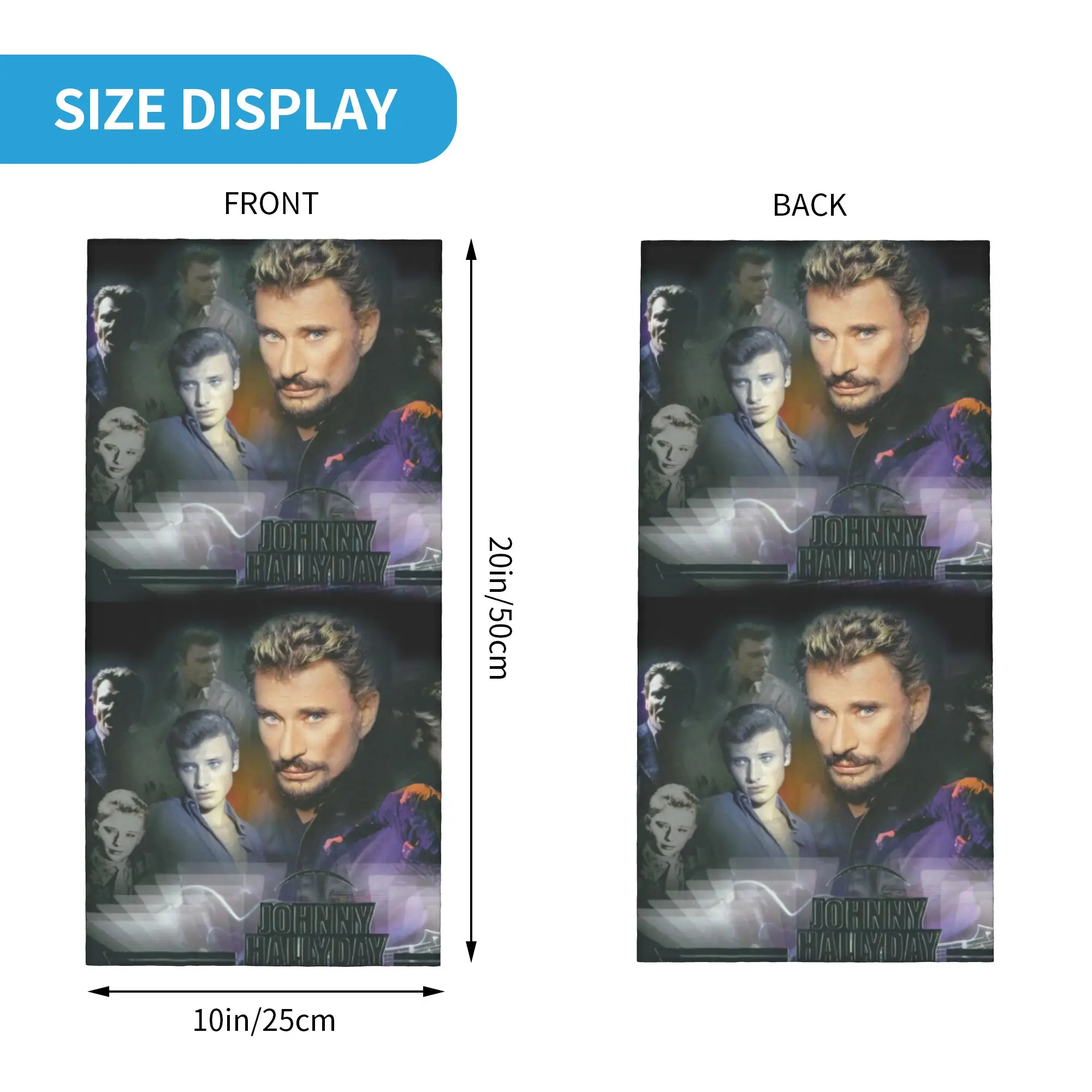 Johnny Hallyday Bandana Neck Gaiter UV Protection Face Scarf Cover Men Women Singer Actor Headwear Tube Balaclava