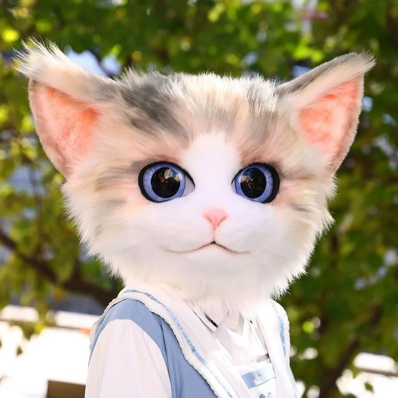

Furry Cat Mask Kigurumi Cosplay Cute Kawaii Animals Fursuit Head Women Men Halloween Party Kig Roleplay Outfits Handmade