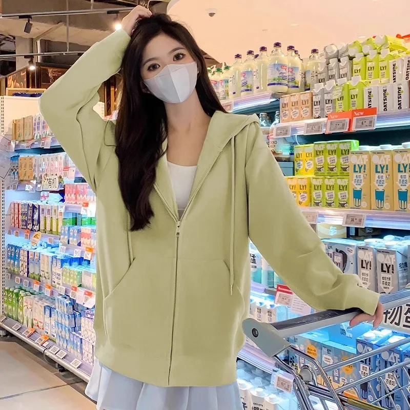 سويت شيرت مفتوح من Lente مع كابوشون Dames Lente Zomer مجموعة جديدة كورية stijl katoenen jas met vollelige mouw #6