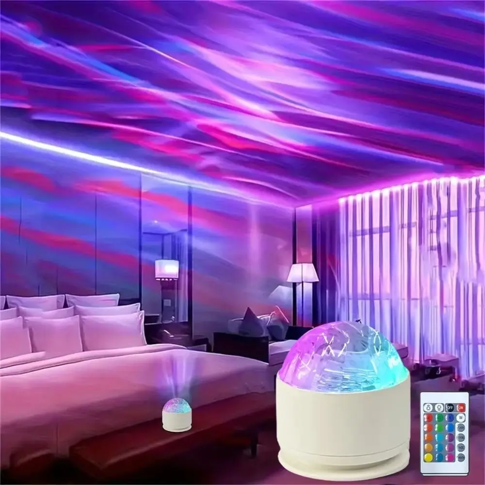 LED Light Starlight Projector USB Powered Water Ripple Effect Starry Sky Projector Iridescent Light Glowing Lamp Aurora Lamp