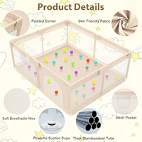 47X47 Inch Baby Playpen with 2 Handles, Toddler Play Yard with Soft And Breathable Mesh And Zipper Door, 27 Inch Height 6