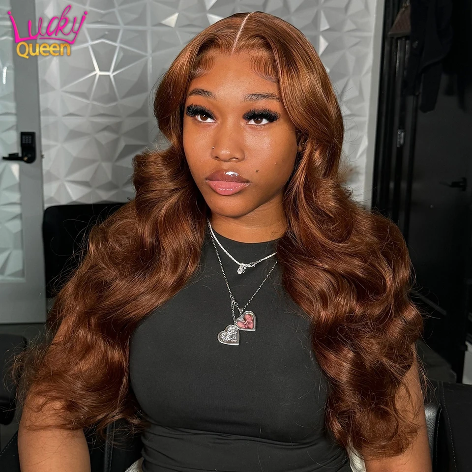 13x6 Chocolate Brown Lace Front Wigs Human Hair Body Wave Pre Plucked With Baby Hair Frontal Brown 180% Density Wig Natural Hair