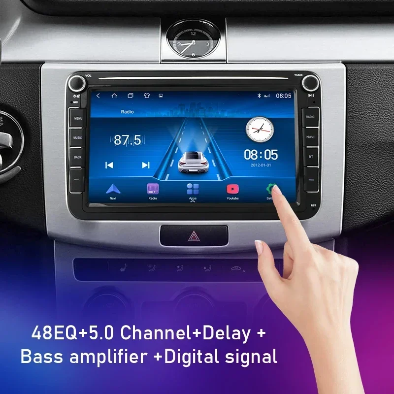 폭스바겐 VW 파사트 B6 B7 CC 티구안 투란 골프 폴로 GPS 카플레이, 자동 헤드 유닛 IPS, 2 Din 4G, 안드로이드 12