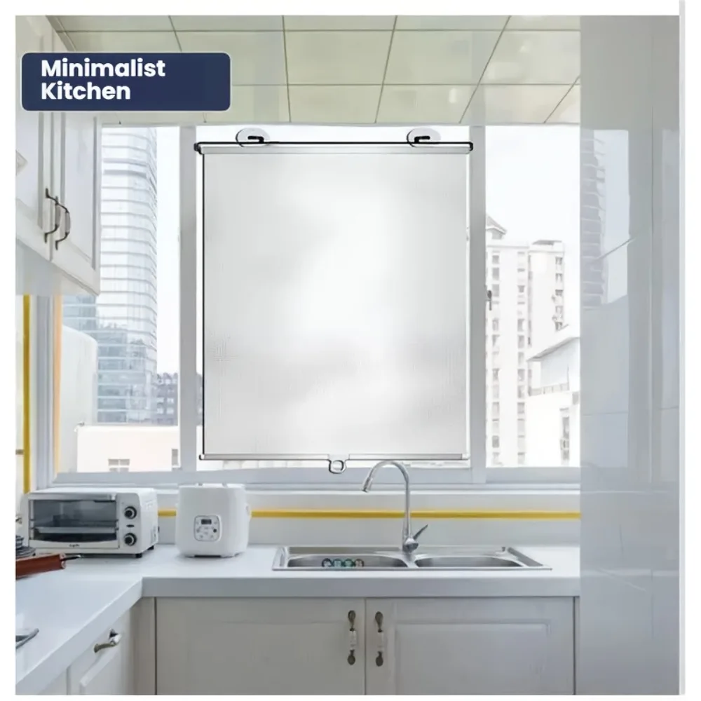 2PCS Sun Protection Retractable Non Perforated Sunshade, Suitable for Offices, Kitchens, Bathrooms, and Living Rooms