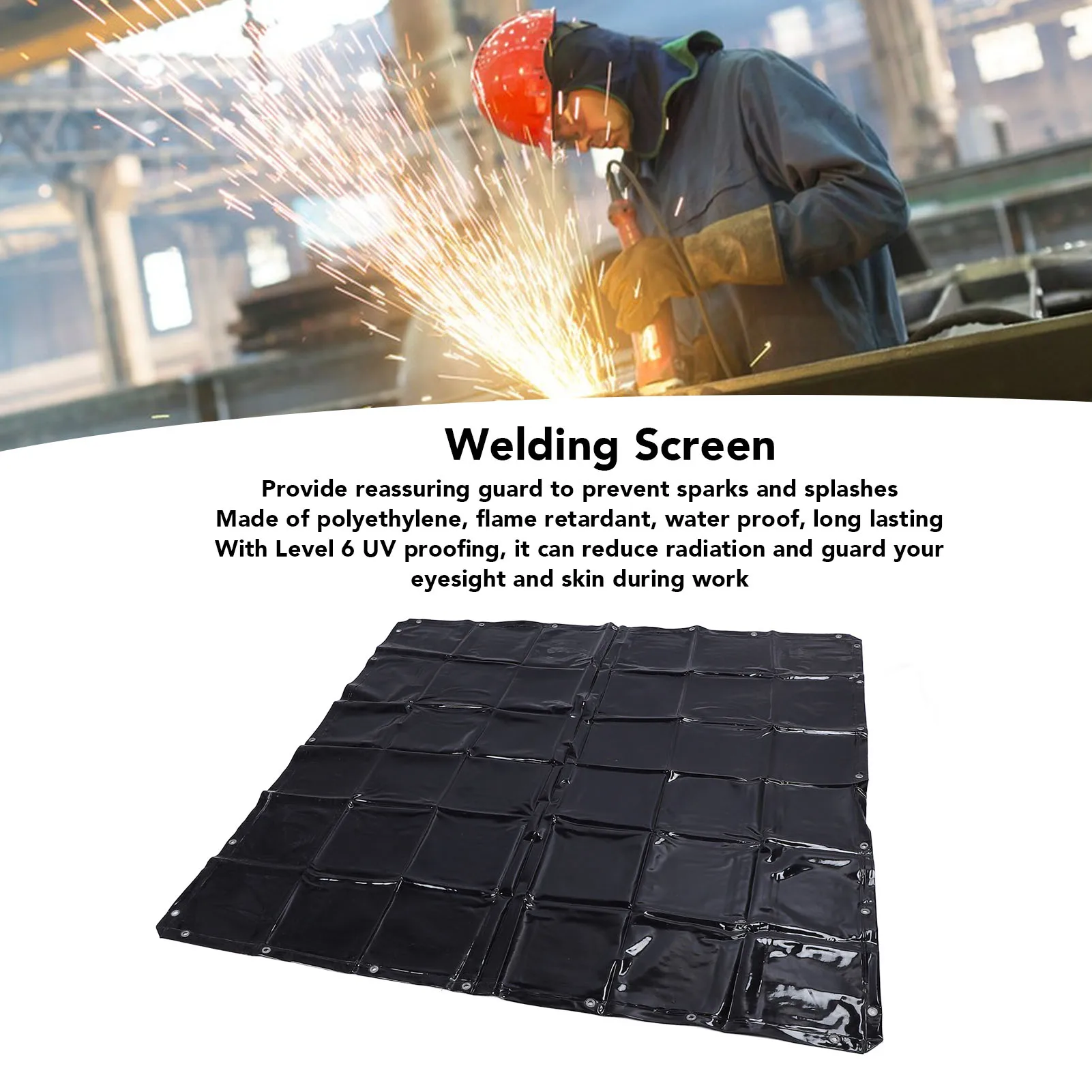 Welding Curtain Screen 5.7x5.7ft Flame Retardant Safety Welding Shield Hanging 6-Level for Workshop Industrial Use