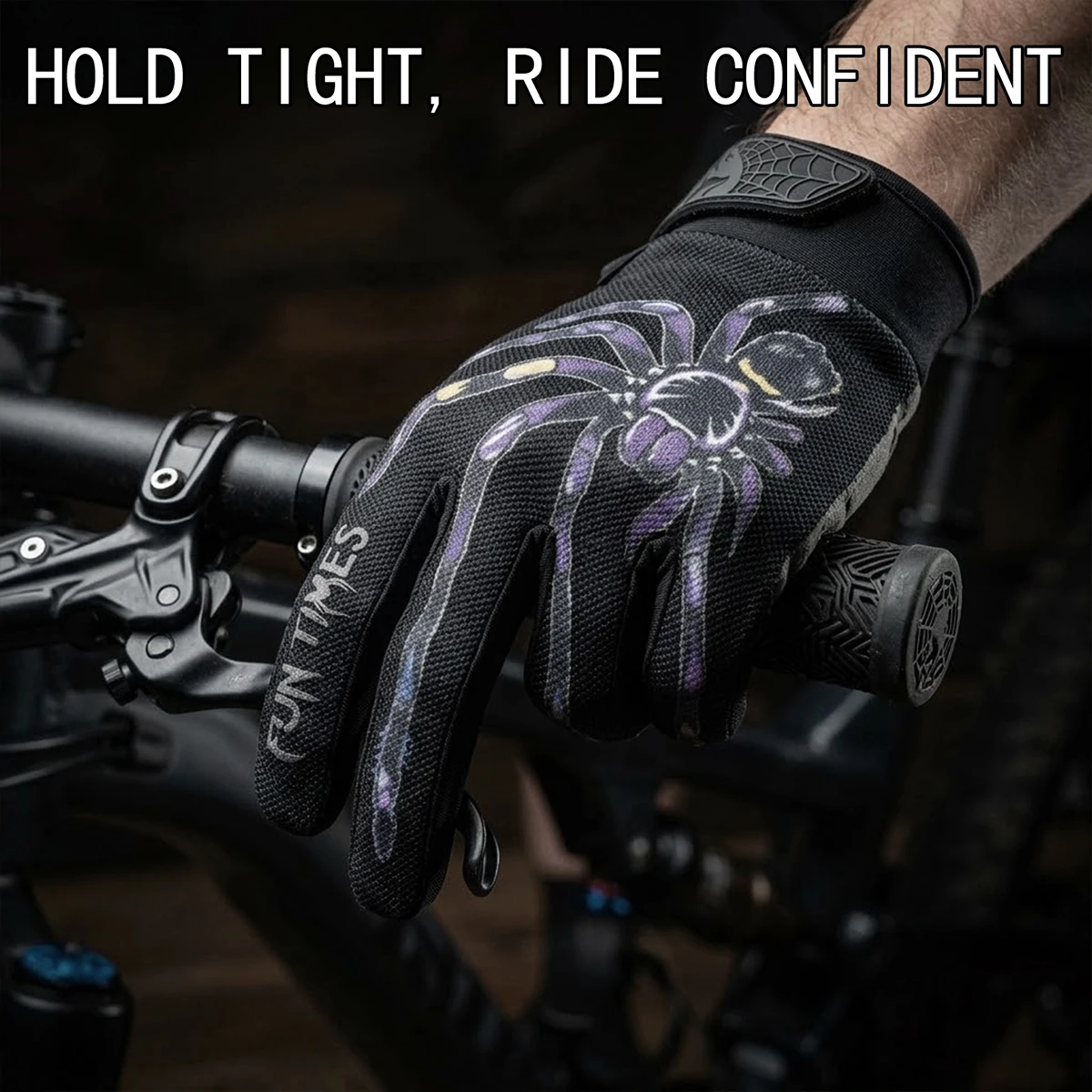 FUNTIMES Spider printed outdoor riding gloves with full finger touch screen and motorcycle equipment for both men and women